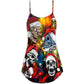 Christmas Skull Santa Hat Theme – Women's Summer Sleeveless V-Neck Camisole Dress