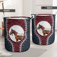 S: 17.72”x13.78” (45x35 cm) Horse Navy Leather Blue And Red For Belva - Laundry Basket - Owls Matrix LTD