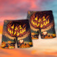Halloween Burning Pumpkin Ghost Style – Beach Short