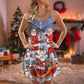 Christmas Happy Santa Holiday Art – Women's Summer Sleeveless V-Neck Camisole Dress