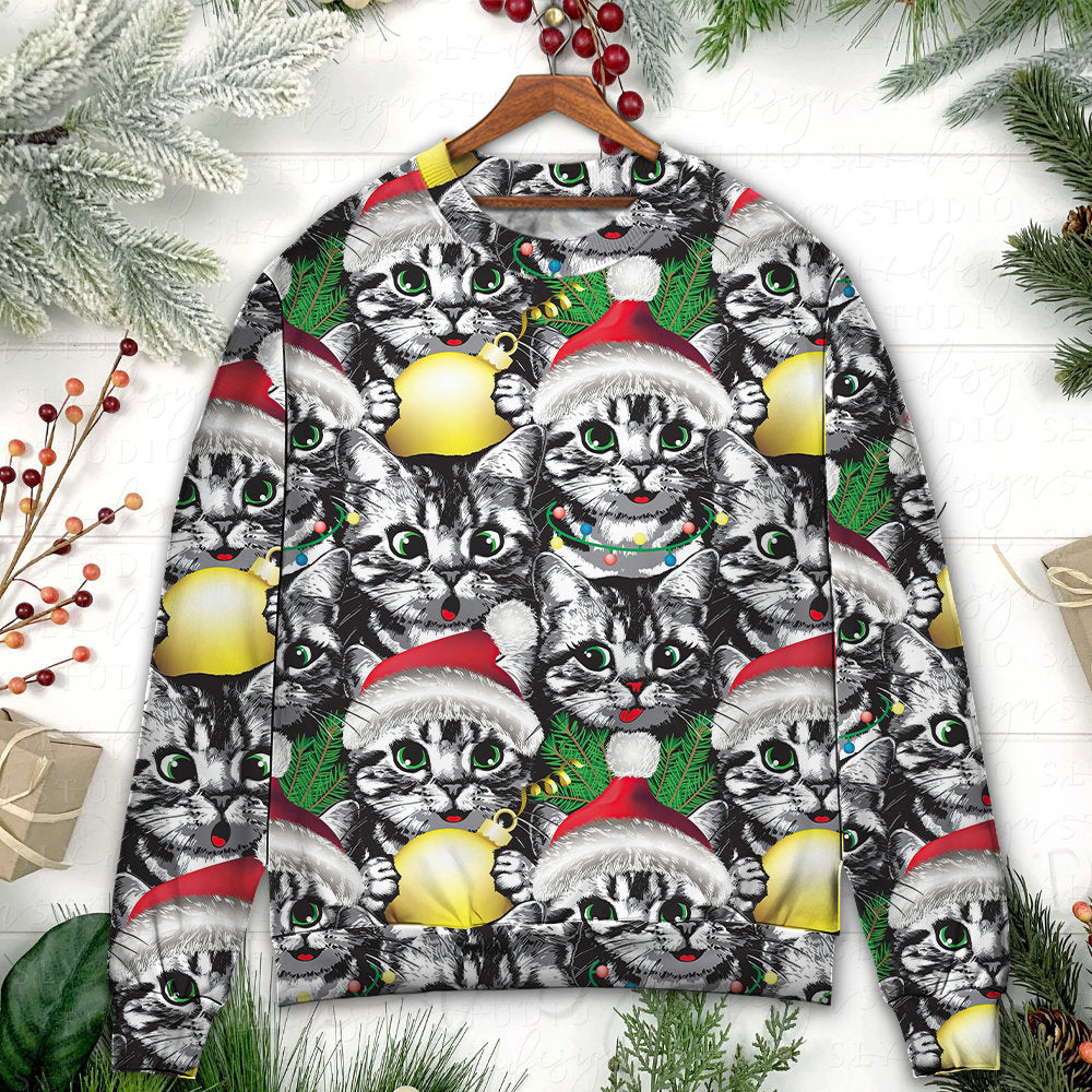 Christmas Meowy Xmas Cat Lover – Sweater - Ugly Christmas Sweater