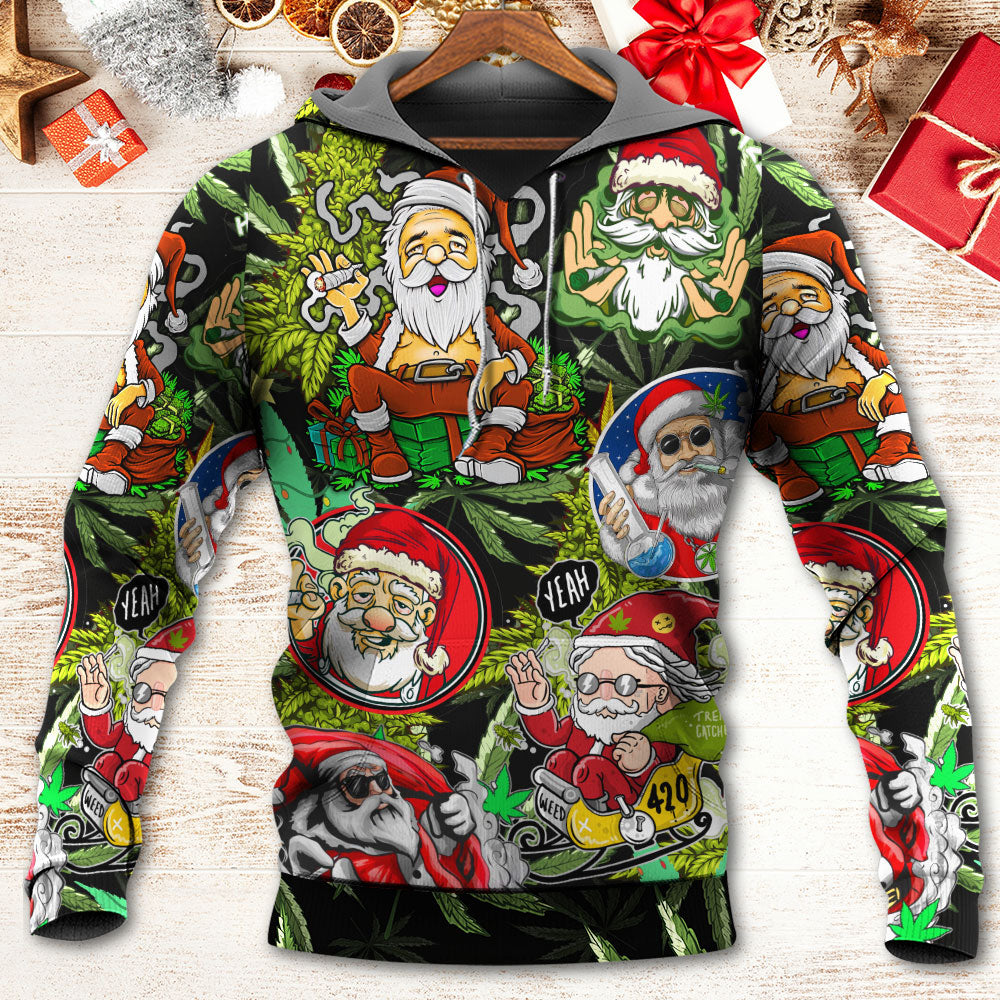 Christmas Santa Hippie Smoking Funny Style - Hoodie