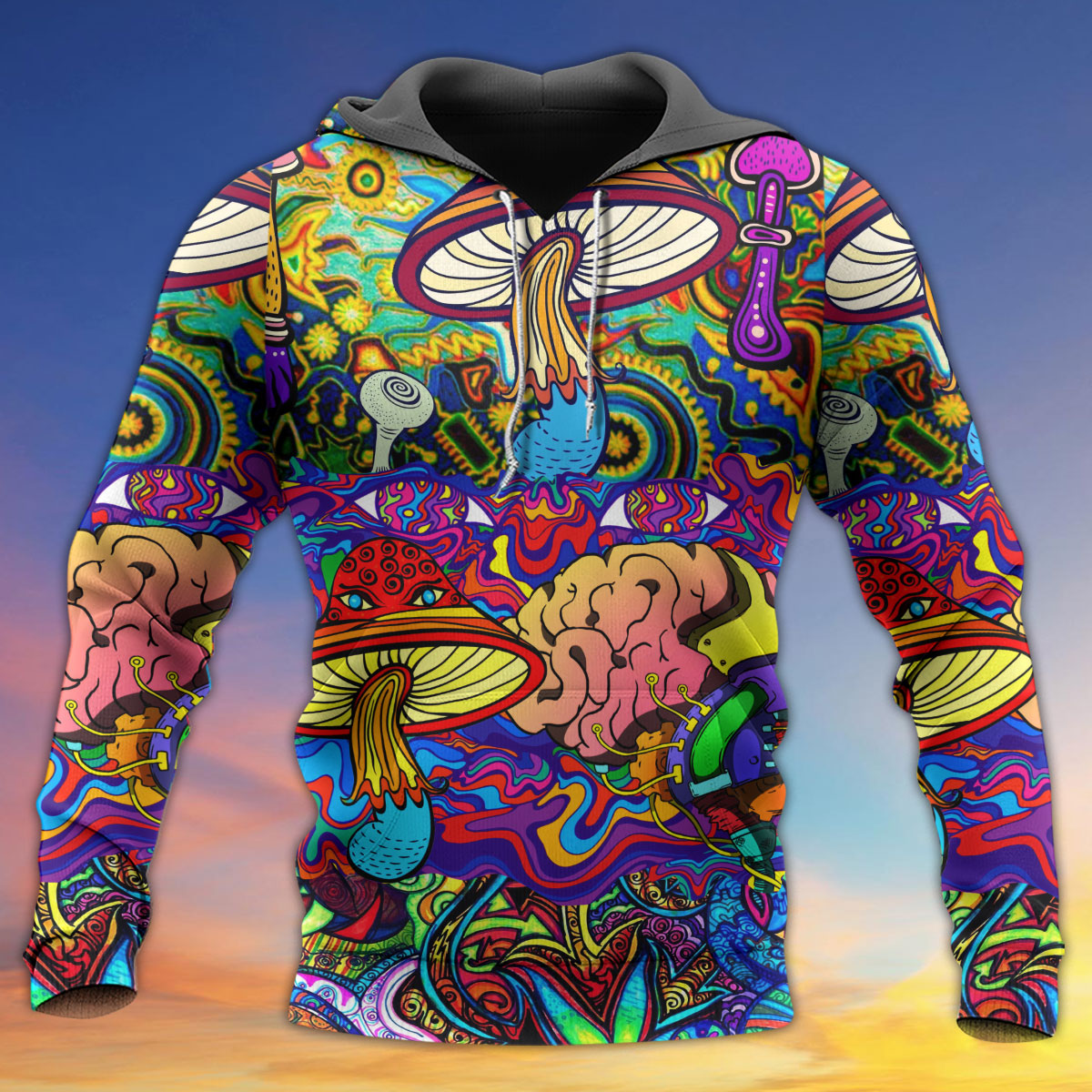Hippie Mushroom Colorful Love Art – 3D Hoodie