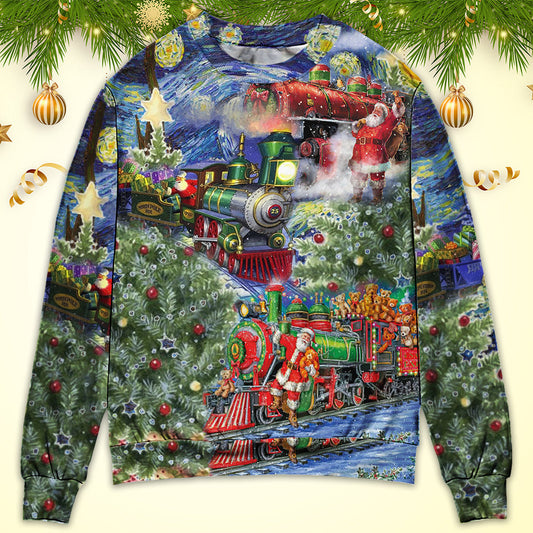 Christmas Gift Train Arrives At The Wharf – Sweater - Ugly Christmas Sweater