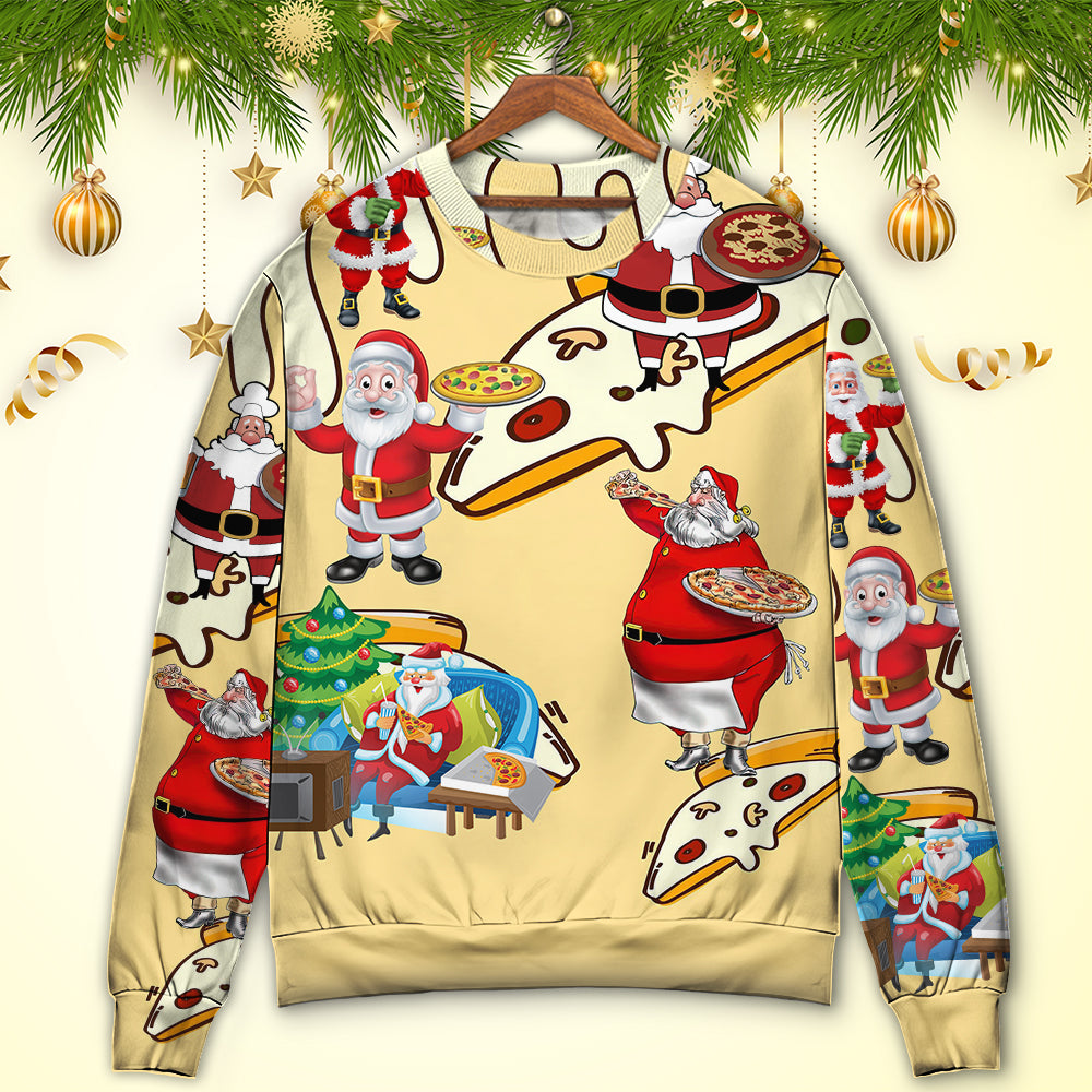 Christmas Santa Eating Pizza Fun – Sweater - Ugly Christmas Sweater