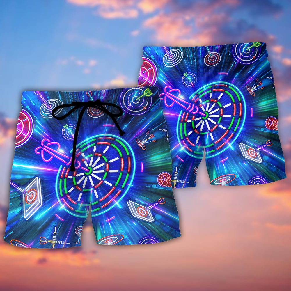 Neon Darts Game Night Art – Beach Short