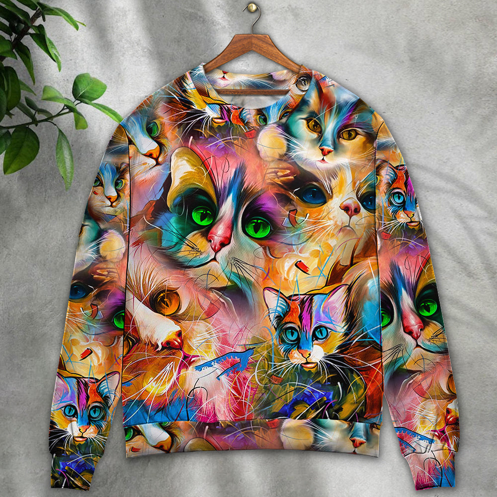 Colorful Cat Art Lover Mixer – Sweater - Ugly Christmas Sweater