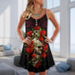 Skull And Roses Art – Women's Summer Sleeveless V-Neck Camisole Dress