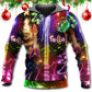 Christmas Guitar Tree Happy Glow Light Art – 3D Hoodie