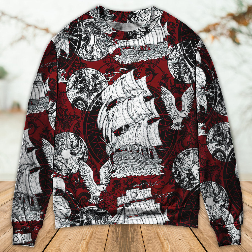 Vintage Sailing Ship Anchor Sea Life – Sweater - Ugly Christmas Sweater