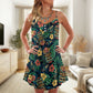 Tiki Tropical Leaves Hawaii Style – Women's Summer Sleeveless V-Neck Camisole Dress