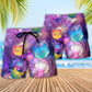 Cat Galaxy Colorful Cosmic Style – Beach Short