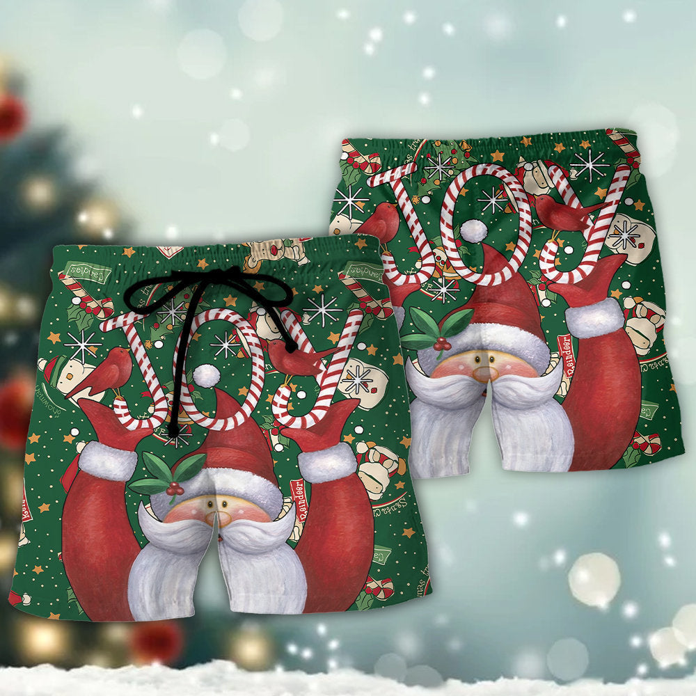 Christmas Santa Joy Green Theme Art – Beach Short