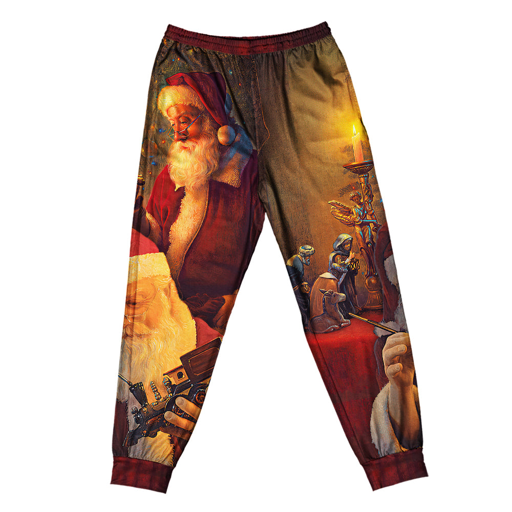 Pants / S Christmas Santa Claus The Spirit of Christmas Art Style - Pajamas Short Sleeve - Owls Matrix LTD