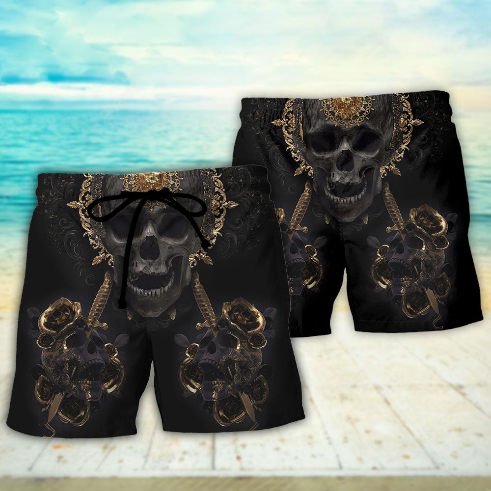 Skull Golden Skull True King Stay True Till Death - Beach Short - Owls Matrix LTD
