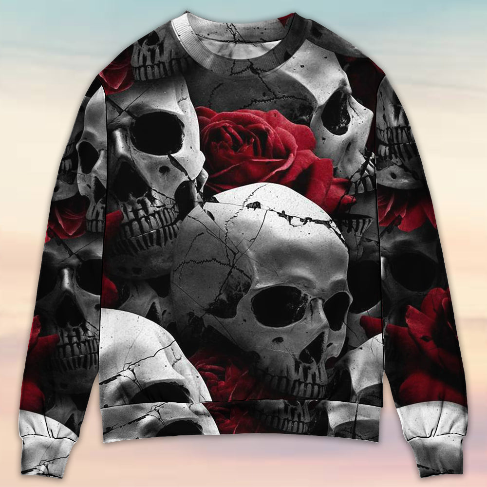 Skull Love Rose Fantasy Art – Sweater - Ugly Christmas Sweater