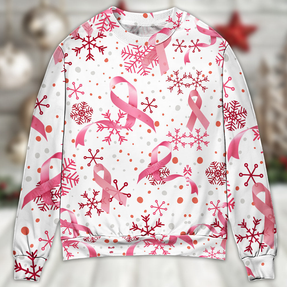 Breast Cancer Pink Ribbon Merry Christmas – Sweater - Ugly Christmas Sweater