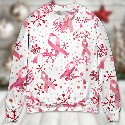 Breast Cancer Pink Ribbon Merry Christmas – Sweater - Ugly Christmas Sweater