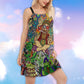 Hippie Independence Art Style – Women's Summer Sleeveless V-Neck Camisole Dress