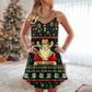 Santa Cowboy Christmas Elder Style – Women's Summer Sleeveless V-Neck Camisole Dress