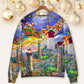 Lighthouse Christmas Santa Home Is The Light – Sweater - Ugly Christmas Sweater