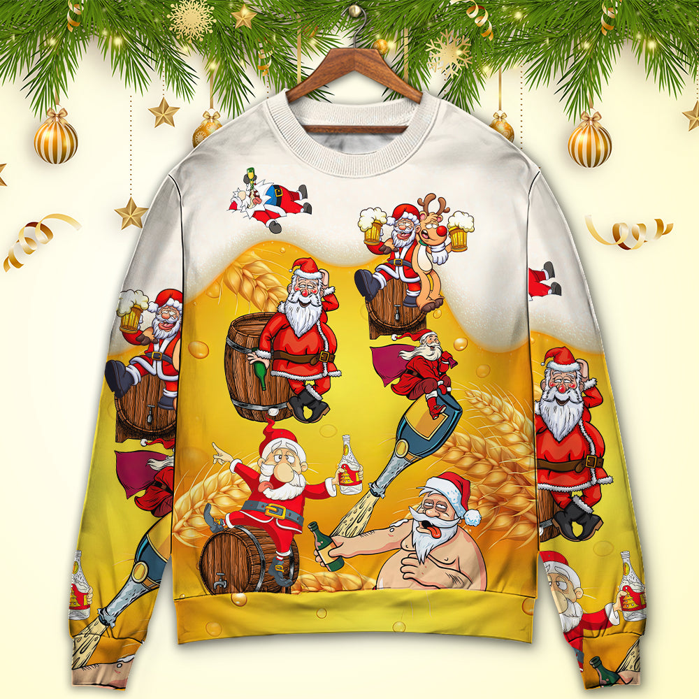 Christmas Santa Beer Holiday Fun Style – Sweater - Ugly Christmas Sweater
