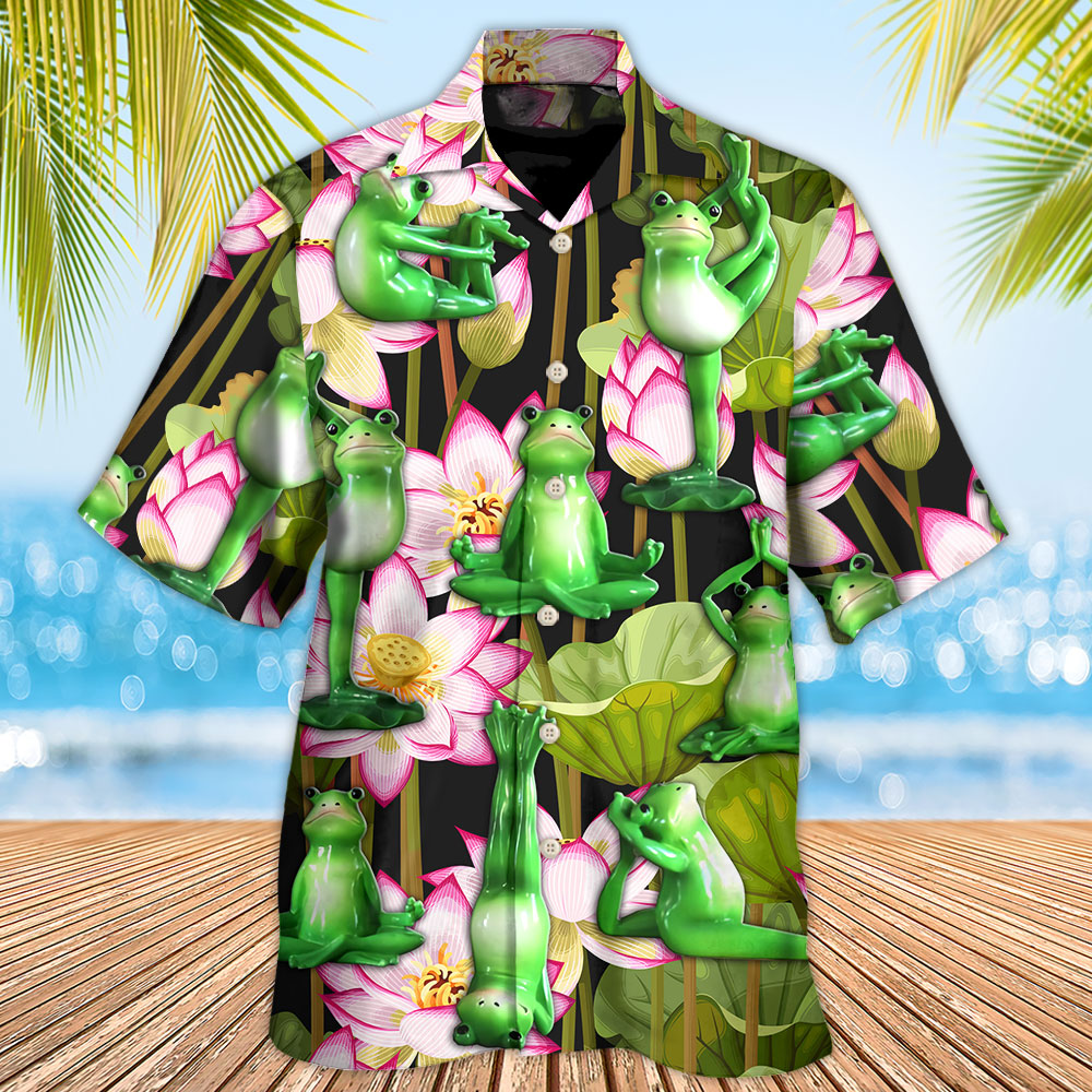 Yoga Frog And Lotus Tropical Zen - Hawaiian Shirt
