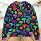 Neon Colorful Mushroom With Leaf Art – Sweater - Ugly Christmas Sweater