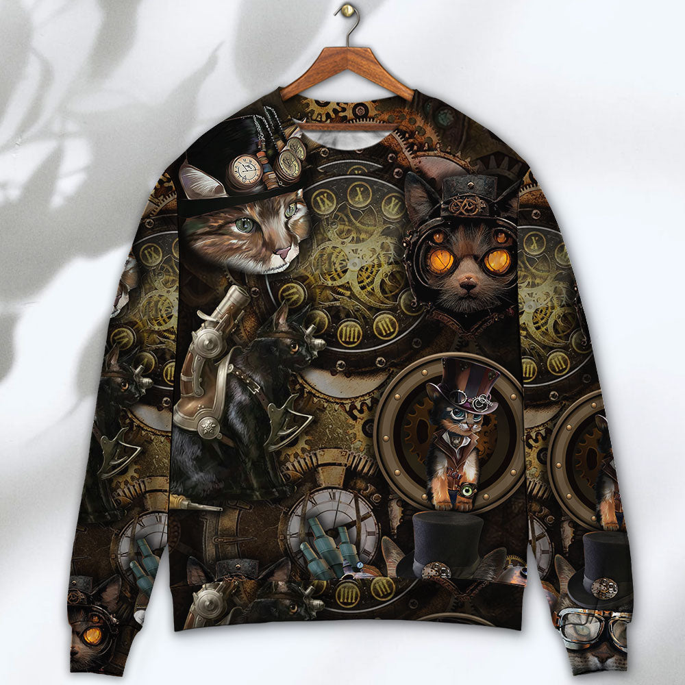 Steampunk Cat Art Magic Theme – Sweater - Ugly Christmas Sweater