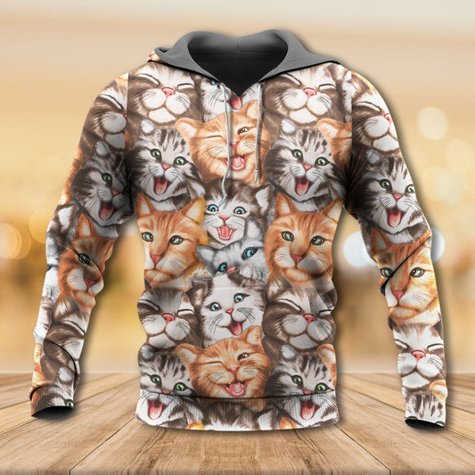 Cute Funny Cat Happy Life Art – 3D Hoodie