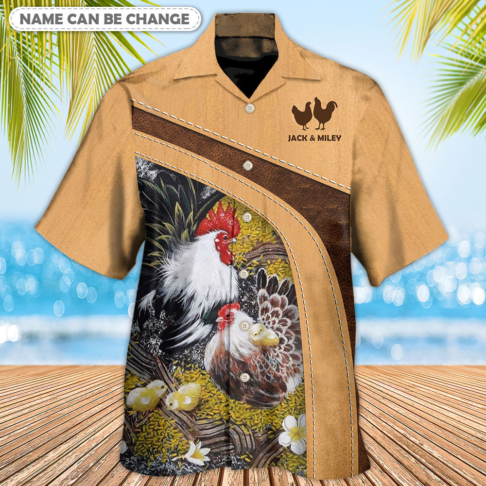 Old Rooster And Cute Chick Farm Personalized - Hawaiian Shirt