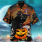 Halloween Black Cat And Pumpkin Scary - Hawaiian Shirt