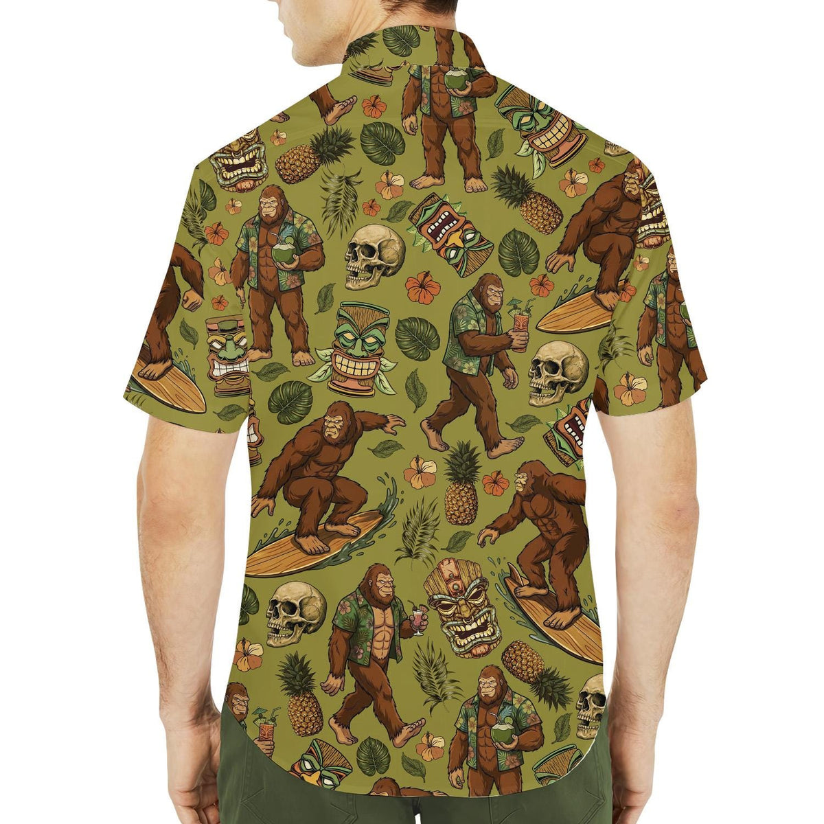 Sasquatch Bigfoot Skull Pineapple Tiki Tropical – Hawaiian Shirt