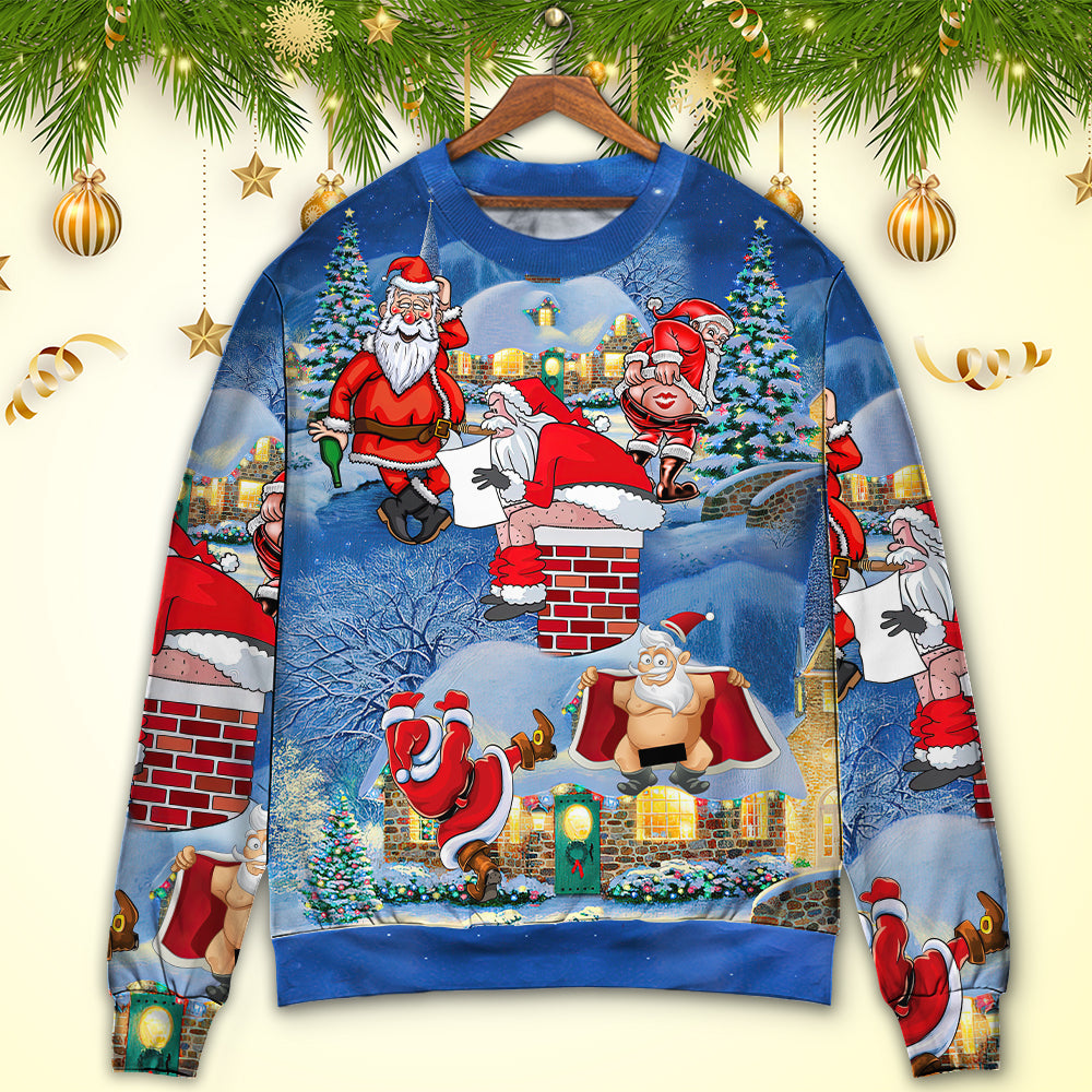 Christmas Rebellious Santa Fun Art – Sweater - Ugly Christmas Sweater