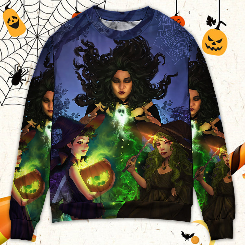 Halloween Witch Ghost Dark Forest Art – Sweater - Ugly Christmas Sweater