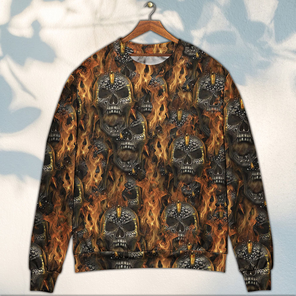 Skull Dark Fire Abstract Art – Sweater - Ugly Christmas Sweater