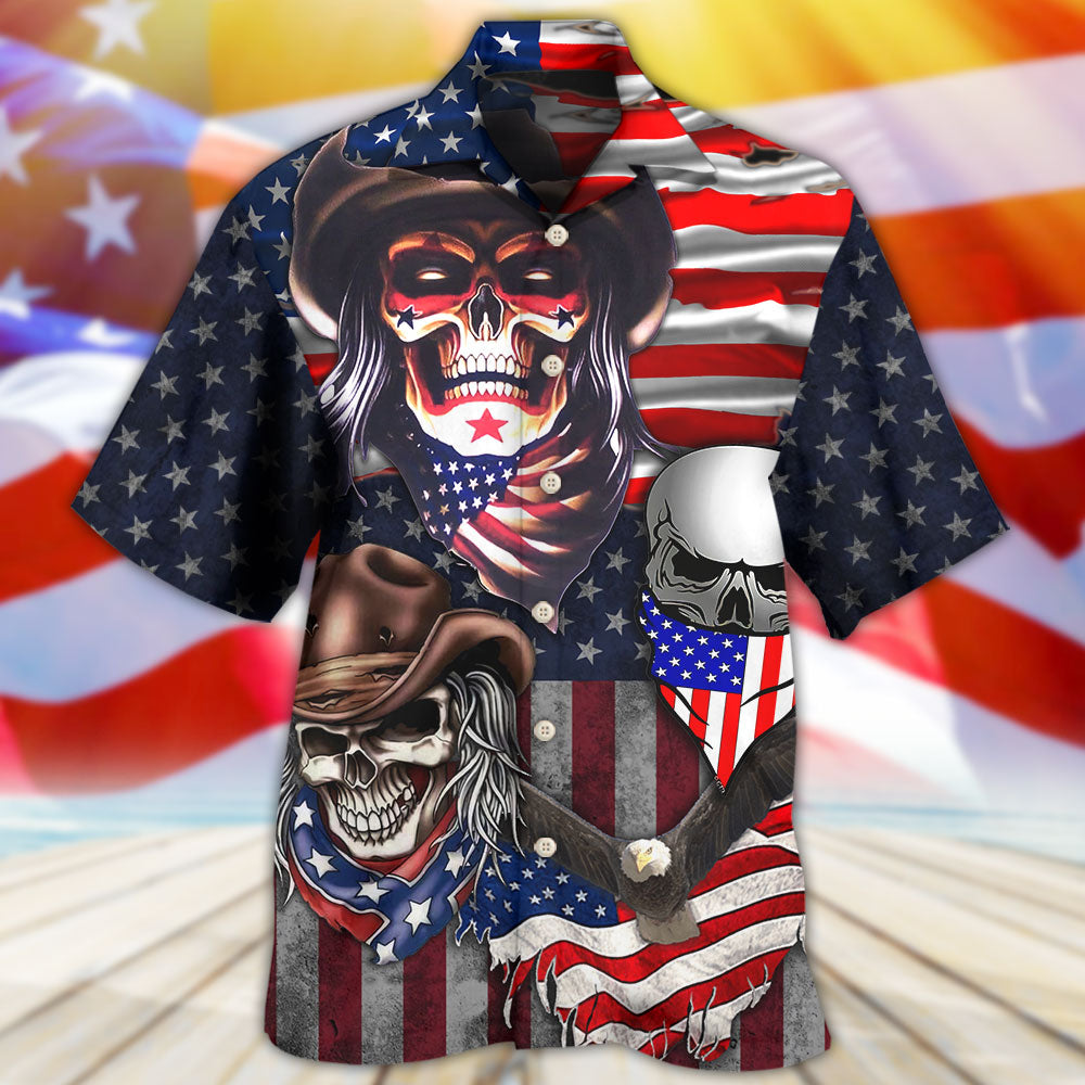 Patriotic Cowboy Skull Independence - Hawaiian Shirt