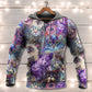 Psychedelic Cat Purple Art Style - 3D Hoodie