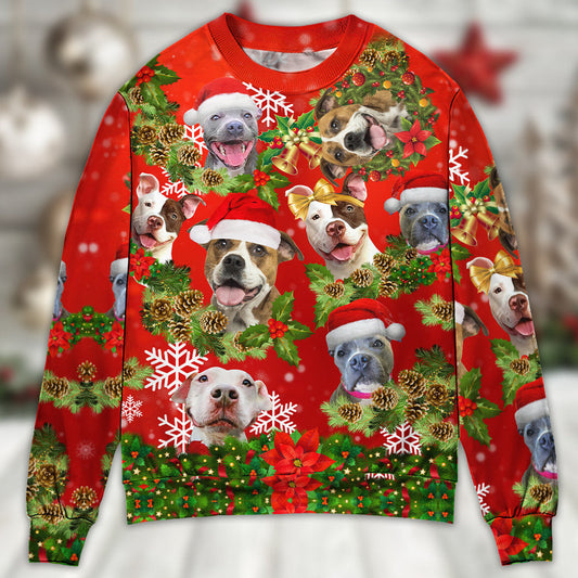 Pitbull Christmas Dogs Are Family – Sweater - Ugly Christmas Sweater