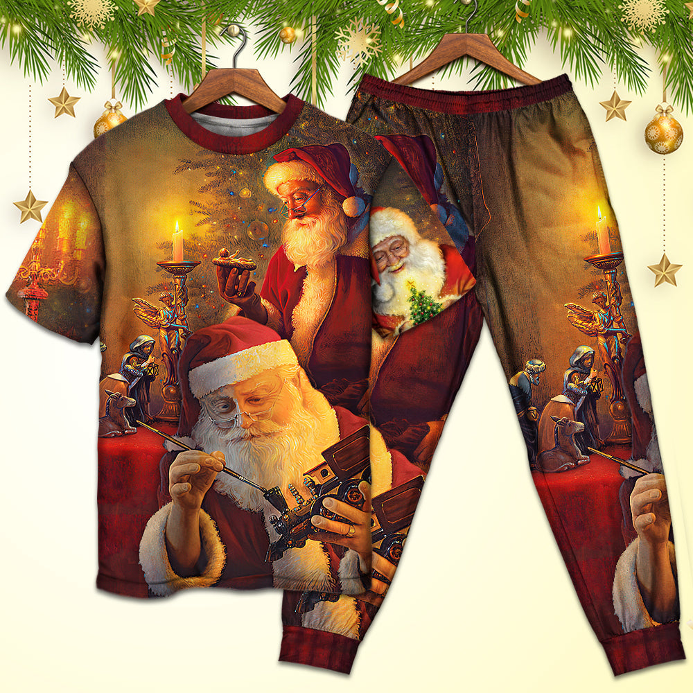Christmas Santa Claus The Spirit of Christmas Art Style - Pajamas Short Sleeve - Owls Matrix LTD