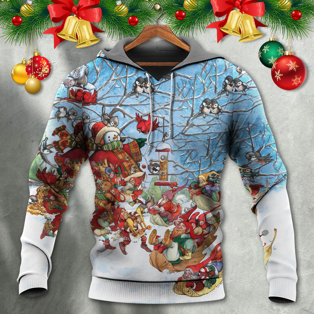 Christmas Gnome Playing Winter Holiday - Hoodie