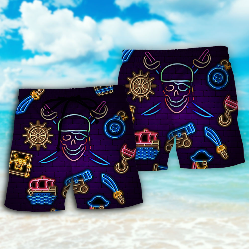 Neon Pirate Art – Beach Short