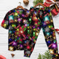 Christmas With Tree And Gift Cookies Gingerbread Man Neon Style - Pajamas Short Sleeve - Owls Matrix LTD