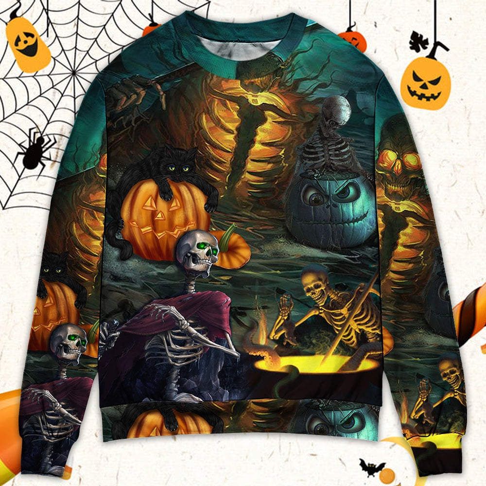 Halloween Skull Dark Night Art – Sweater - Ugly Christmas Sweater