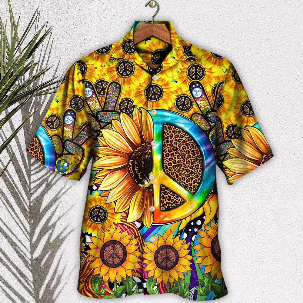 Hippie Sunflowers Peace Sign Style - Hawaiian Shirt
