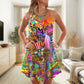 Hippie Patriotic Cool Style – Women's Summer Sleeveless V-Neck Camisole Dress