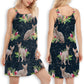 Tropical Floral Sphynx Cat – Women's Summer Sleeveless V-Neck Camisole Dress
