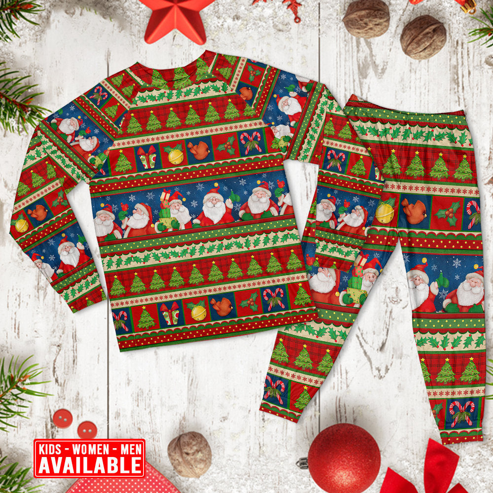 Christmas Santa Claus Happy Xmas - Pajamas Long Sleeve - Owls Matrix LTD