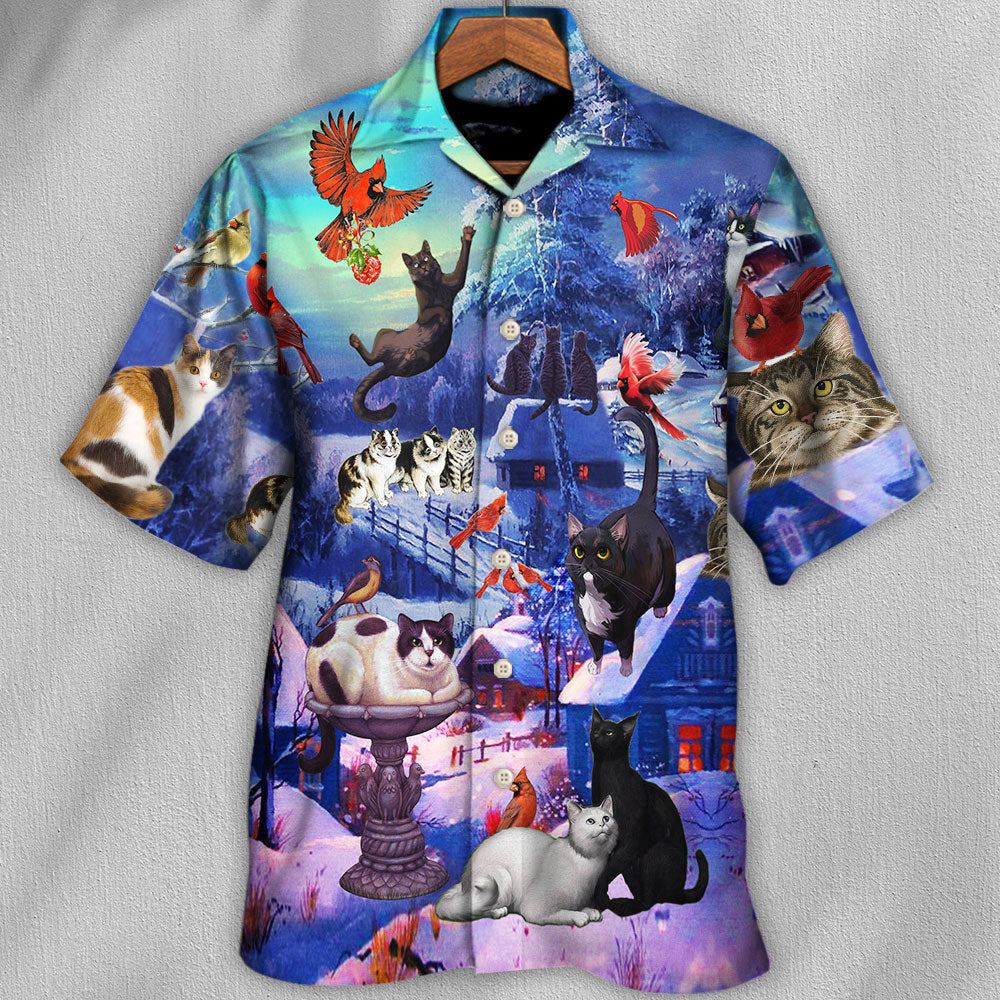 Cats Watching Cardinal Birds Limited Edition – Hawaiian Shirt