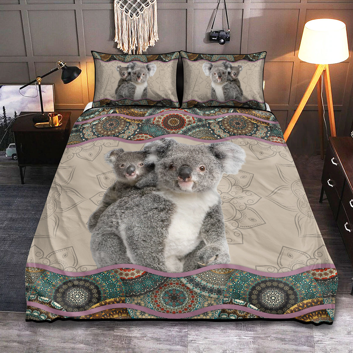 Koala Family Together Bedding Cover For Cozy Bedroom Decor